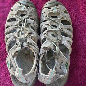 KEEN Women's Tan Outdoor Sport Sandals with Light Aqua Accents